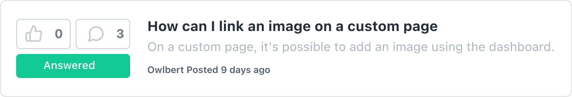 Post of a user asking, “How can I link an image on a custom page”