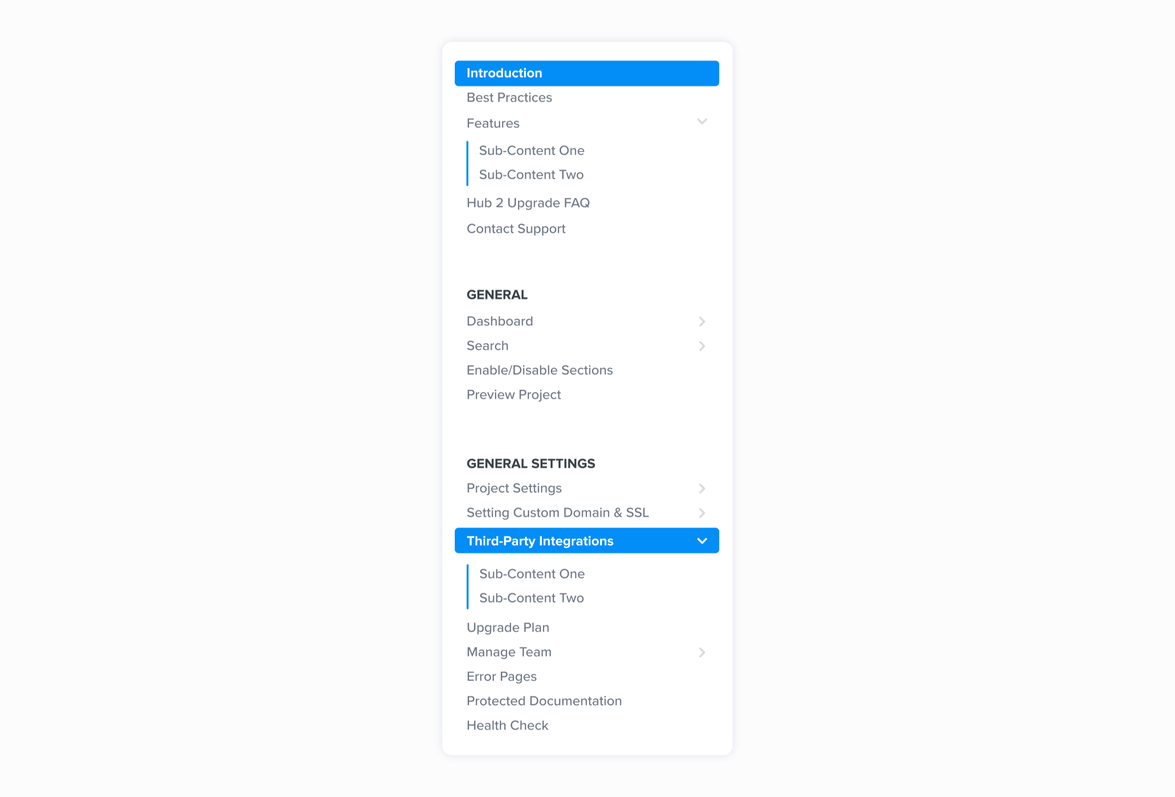 Screenshot of example global navigation bar, from ReadMe's API documentation hub