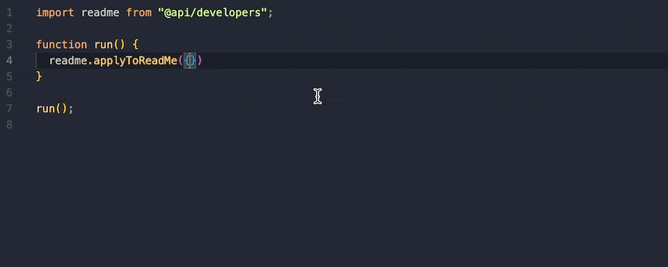 Gif of code editor with cues about specific parameters showing up as the user is typing