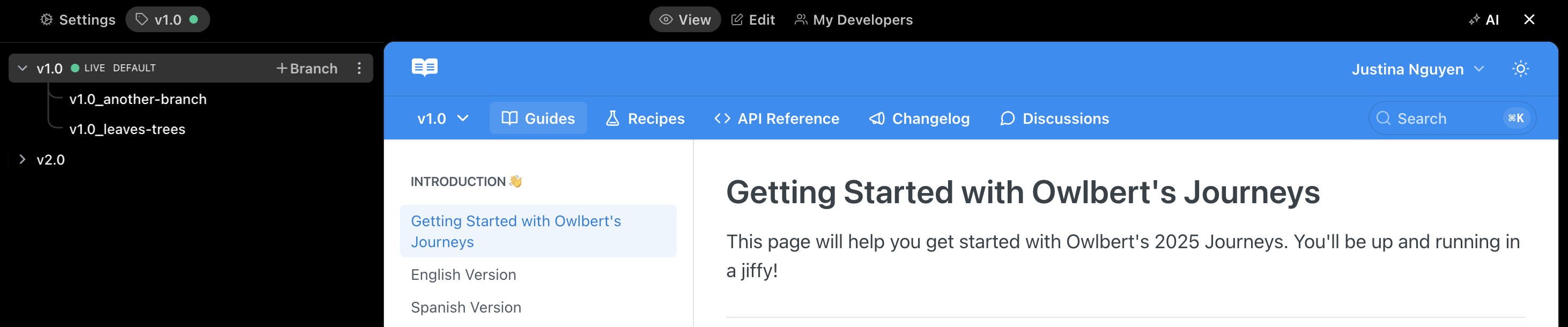 Create a branch in ReadMe